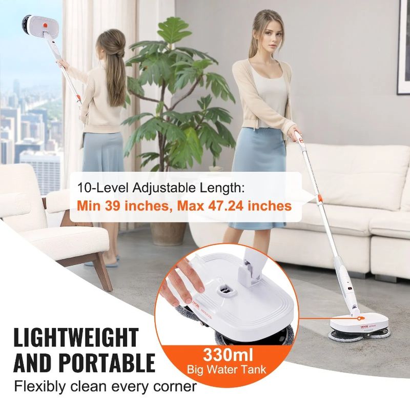Light Mop Up 40 Dual Tank Mop To Electric Microfiber 4 Water With S 4 LED Spin Electric Cordless And Pads Battery Tra Mins Mop_voghion.com