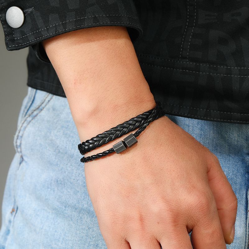 Bracciale in pelle intrecciata di alta qualità con fibbia magnetica, design unico per uomo, stile hip-hop, bracciale di coppia_voghion.com