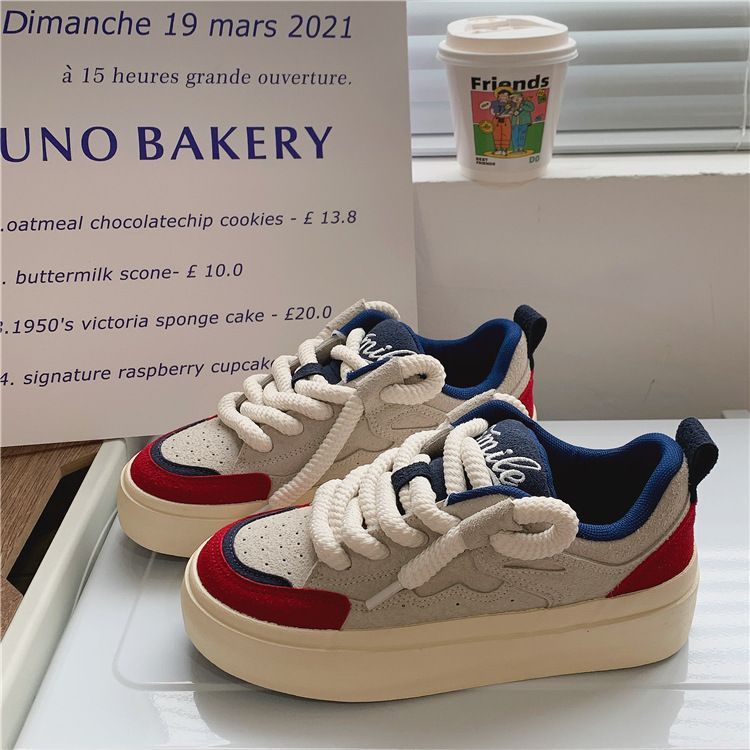 Minority Original Design Thick Rope Bread Shoes Women 2023 New Comfortable Chic Small White Shoes Women's Casual Skateboard Shoes_voghion.com
