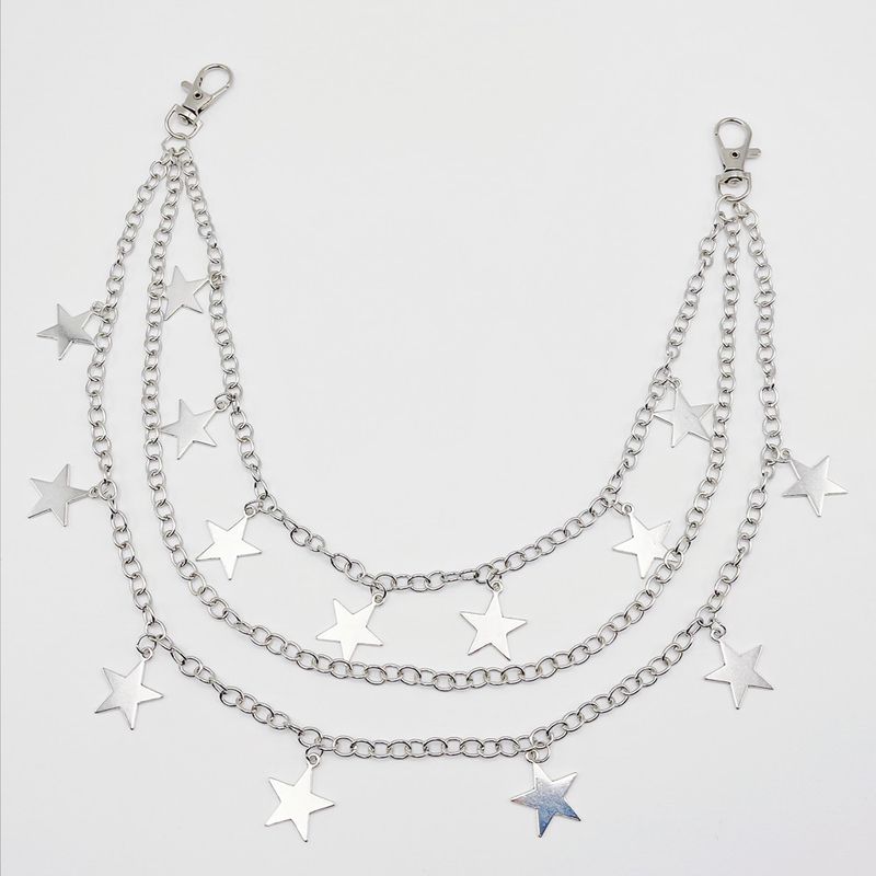 European And American Hip Hop Punk Pentagram Pendant Waist Chain Ins Style Fashion Personality Multi-layer Metal Chain Men's And Women's Trousers_voghion.com