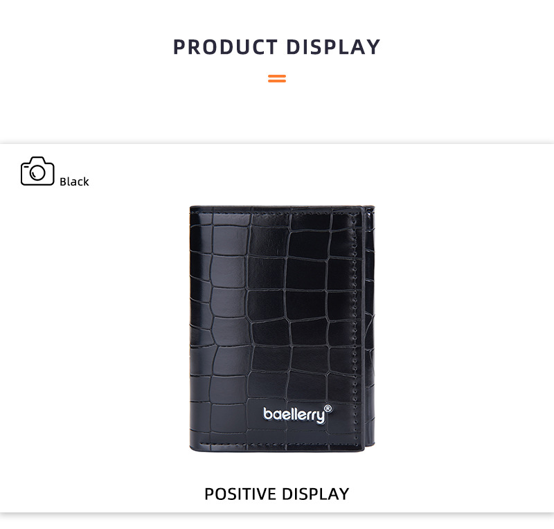 Baellerry neuer Kartenhalter für Herren RFID Metall-Aluminium-Box elastische Kartenbox Krokodilmuster dreifach gefaltete Brieftasche_voghion.com