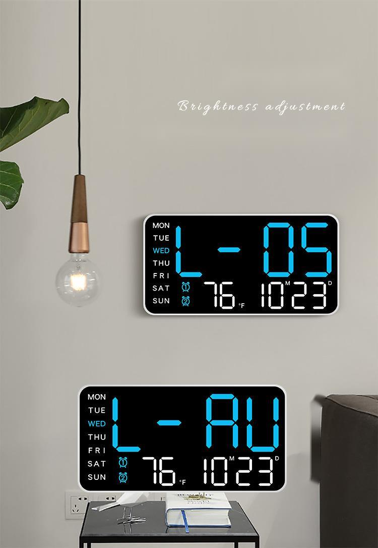 Rahmenlose elektronische multifunktionale und Stand-Dual-Use-einfache Digitalanzeige Wohnzimmer Wanduhr 6659_voghion.com