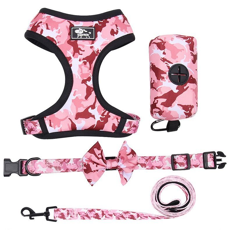 Novo conjunto de peitoral estilo colete para animais de estimação, coleira para cães de passeio de pequeno e médio porte_voghion.com