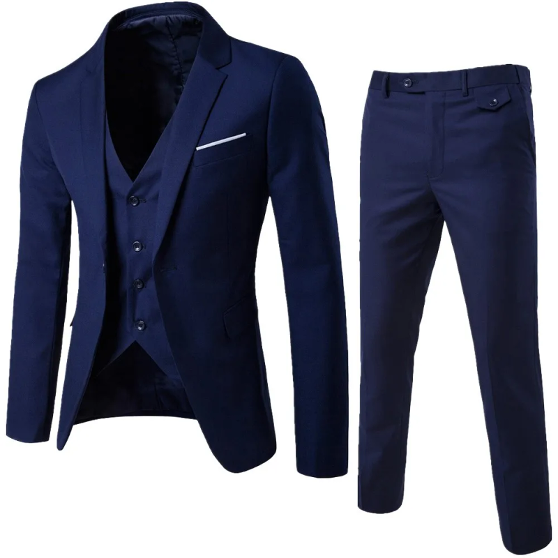 Mercúrio masculino blazers 3 peças define eleant 2 ternos weddin jaquetas de negócios colete calças casacos azuis 2024 formal coreano livre_voghion.com