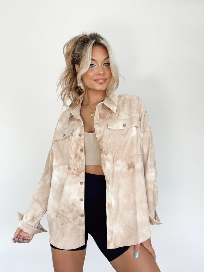 Women's casual long-sleeved tie-dye shirt jacket new autumn Korean style loose shirt_voghion.com
