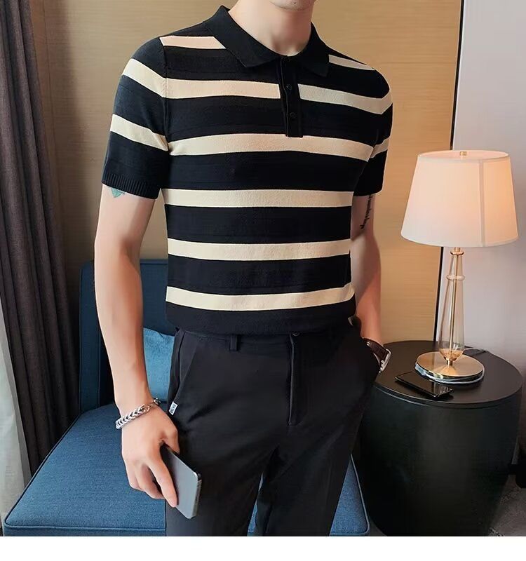 Herren Slim Fit Strick-Kurzarmhemd – Atmungsaktives Polyester, lässiges Revers-Design, leichtes Sommeroberteil (Grün, S-3XL)_voghion.com