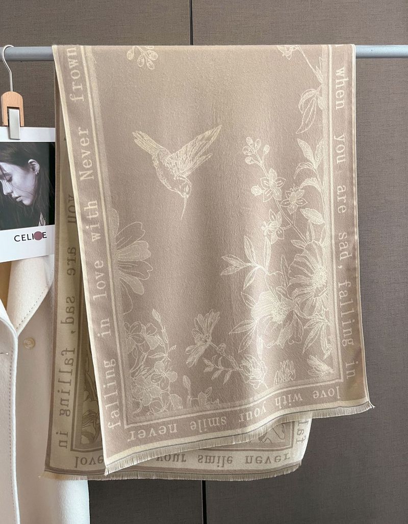 Women Scarf Women's Winter Print Versatile Fashion Student Scarf Thickened Double-sided Warm Large Shawl New Style_voghion.com