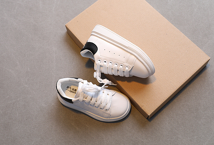 Mother&Kids Children's sports shoes casual breathable leather board shoes for boys small white shoes for girls large single shoes for children_voghion.com
