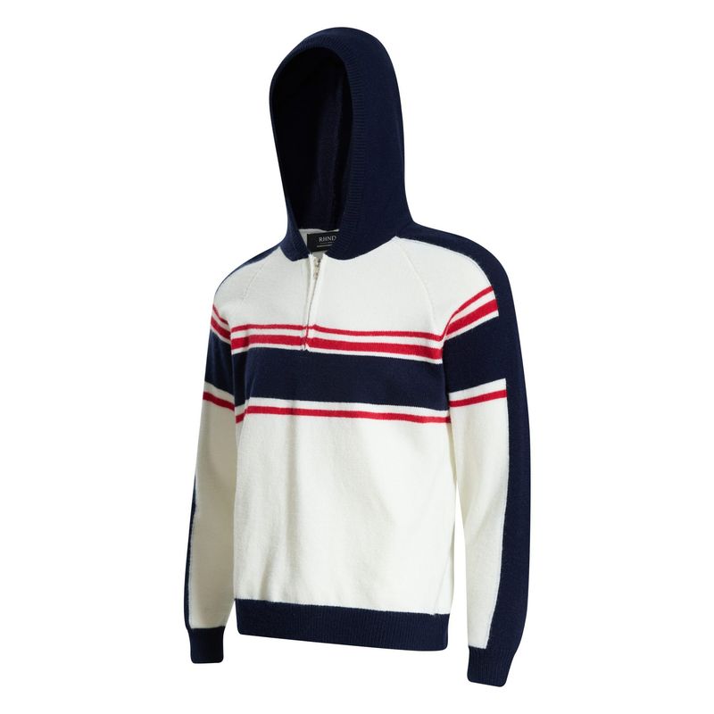 Gestreifter Strickpullover – Retro-inspirierter Kapuzenpullover mit entspannter Passform_voghion.com