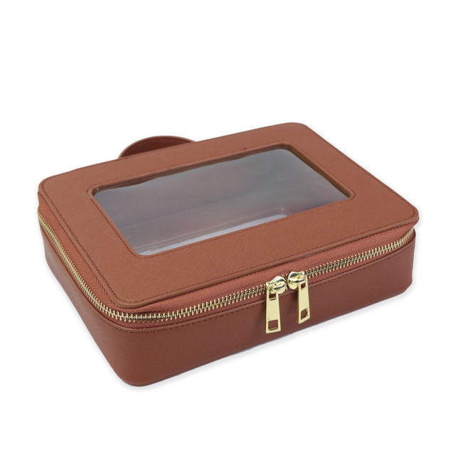 Set de geantă cosmetică personalizată din piele naturală, colorată, clasică, Saffiano, portabilă, pentru călătorii, geantă cosmetică transparentă din PVC, geantă de spălat TPU_voghion.com