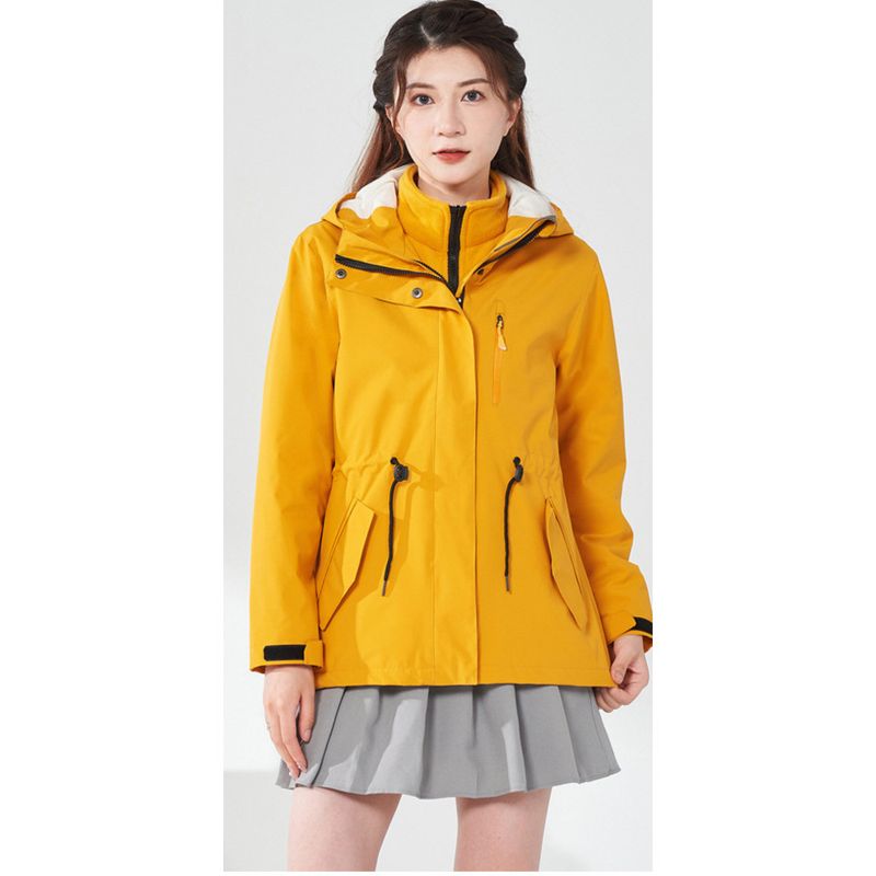 Giacca da esterno tre in uno, 0,05 kg, set di pezzi, spessa, lunghezza media, da donna, vestibilità aderente, calda, da alpinismo_voghion.com