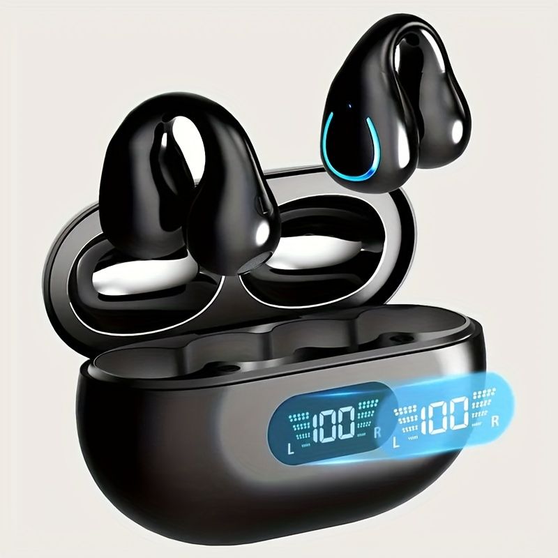 Open ear clip earplugs BT 5.3, sports earphones built-in microphone with Hook Ear Hook, wireless charging box and_voghion.com
