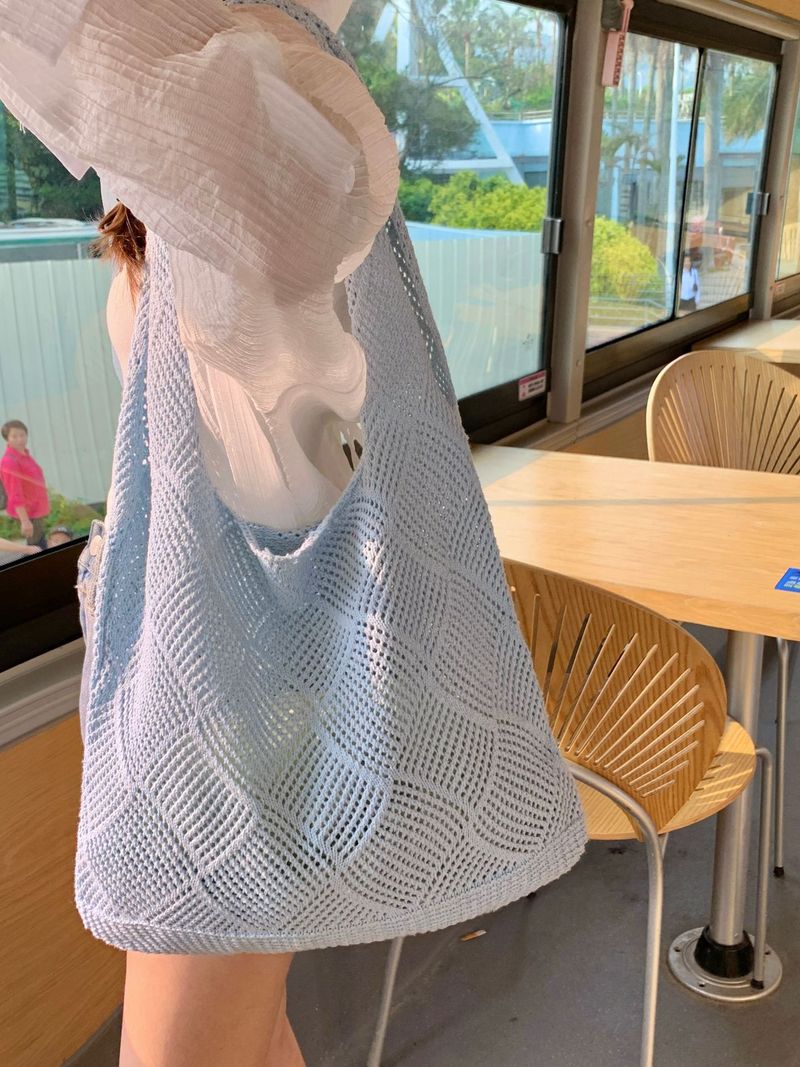 Hotselgende skulderveske Lazy Style Bag Kvinnelig handleveske Vår og sommer Hulveving_voghion.com