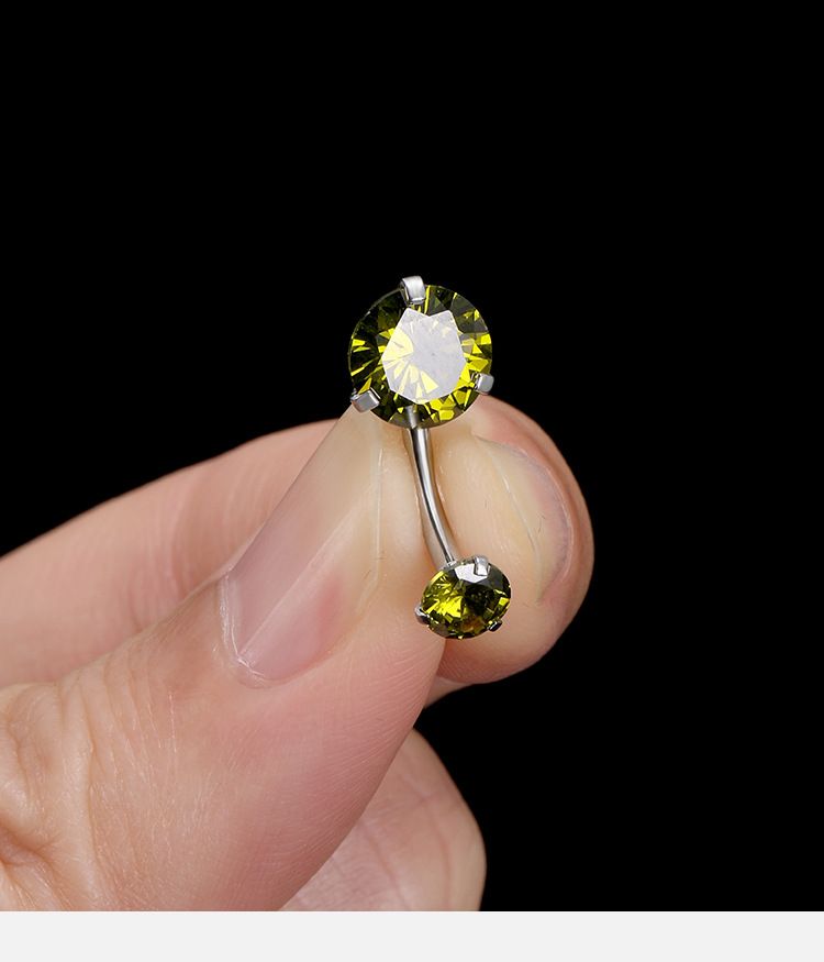 Gioielli e accessori dente titanio acciaio chiodo ombelico femmina doppia testa intarsiato gemma acciaio inossidabile anello ombelico fibbia ombelico_voghion.com