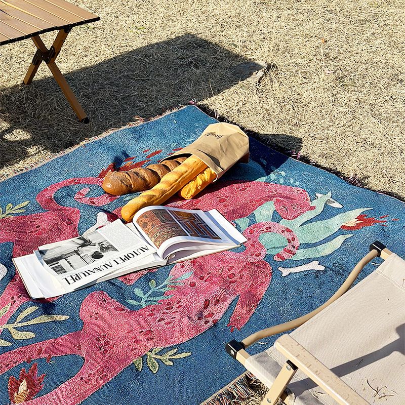 Trendy INS Outdoor RV Camping Travel Nap Sofa Blanket Nordic Style Decorative Bed Tapestry_voghion.com