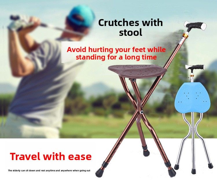 Seat With Folding Anti-Slip Chair Stool, Multifunctional Walking Stick For Elderly_voghion.com