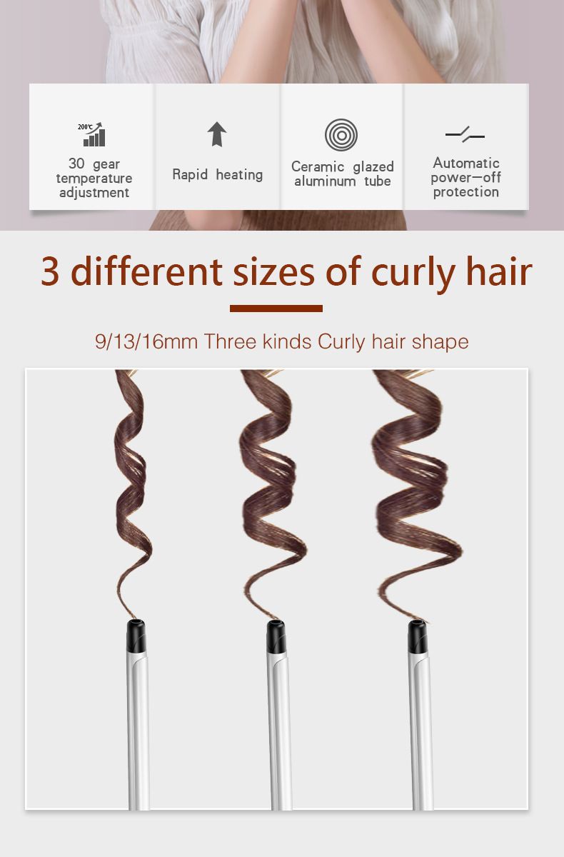 Lockenstab für kurze Haare von Männern und Frauen, superfeiner Teddy-Lockenstab, kleiner Mini-Lockenstab aus flauschiger Wolle, 9 mm, elektrischer Lockenstab_voghion.com