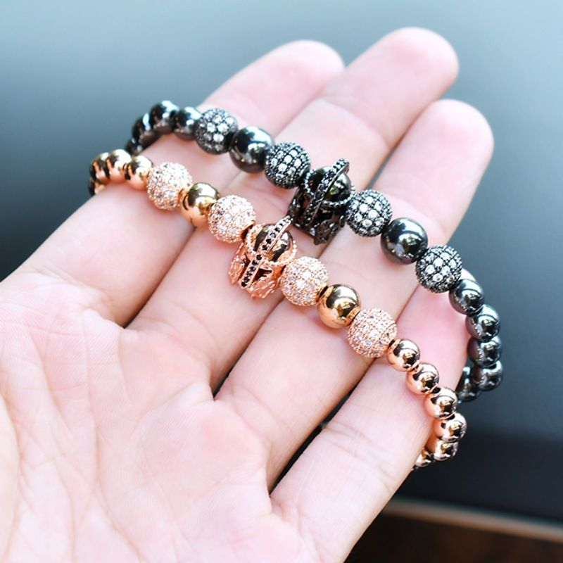 Men's Zircon Beaded Bracelet – Adjustable 6mm Copper Chain With Micro-Set Stones (4 Colors)_voghion.com