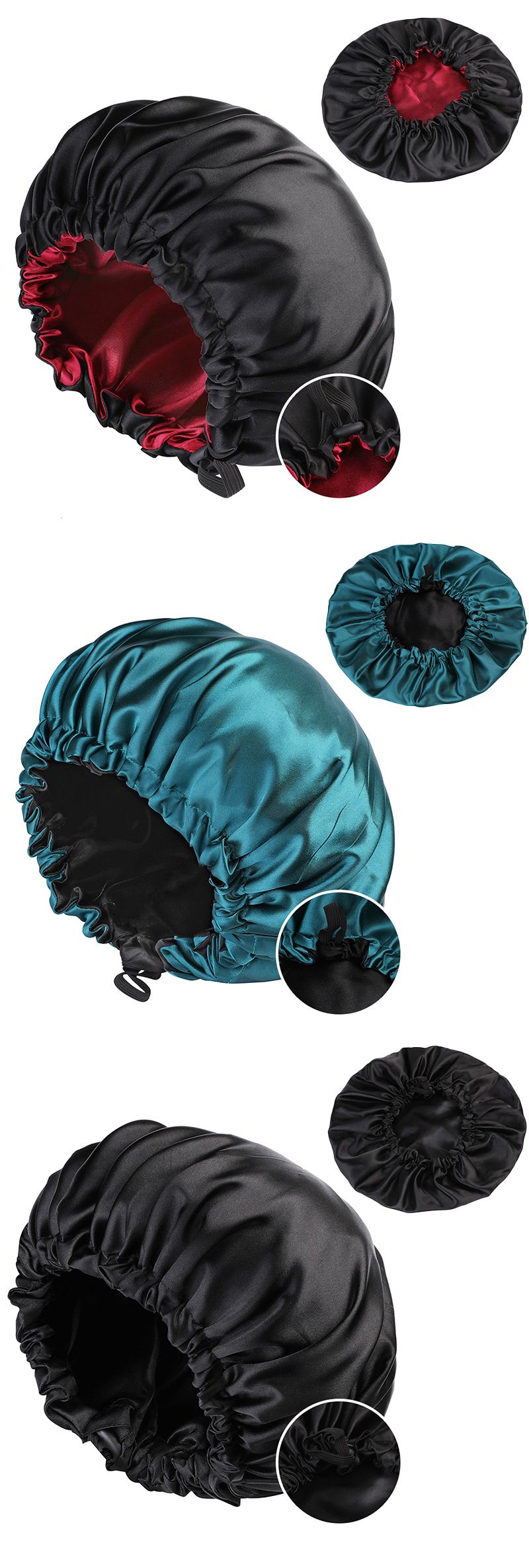 2024 New Double Sided Satin Sleeping Cap Women's Fashion Elastic Hair Care Cap Button Shower Cap Factory Direct Sales_voghion.com