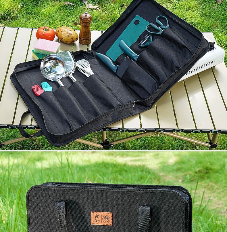 Pentole Utensili da esterno Campeggio Completo Cucina Borsa portaoggetti Set Coltello Picnic Cucina_voghion.com