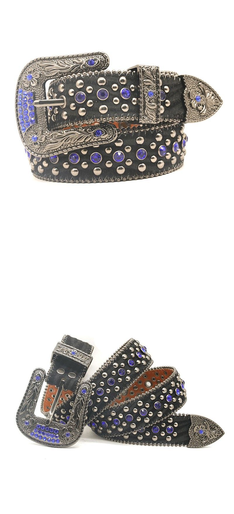 Wasserdiamant mit Herrenmuster Niete Handgefertigt Personalisierter Street Net Rot Mode Hosengürtel_voghion.com