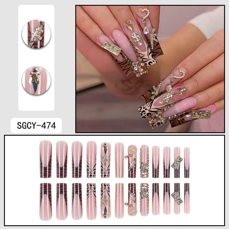 Elegante French Aurora Cat Eye Press-On-Nägel mit Strasssteinen – lange, glamouröse und wiederverwendbare Kunstnägel für Frauen_voghion.com