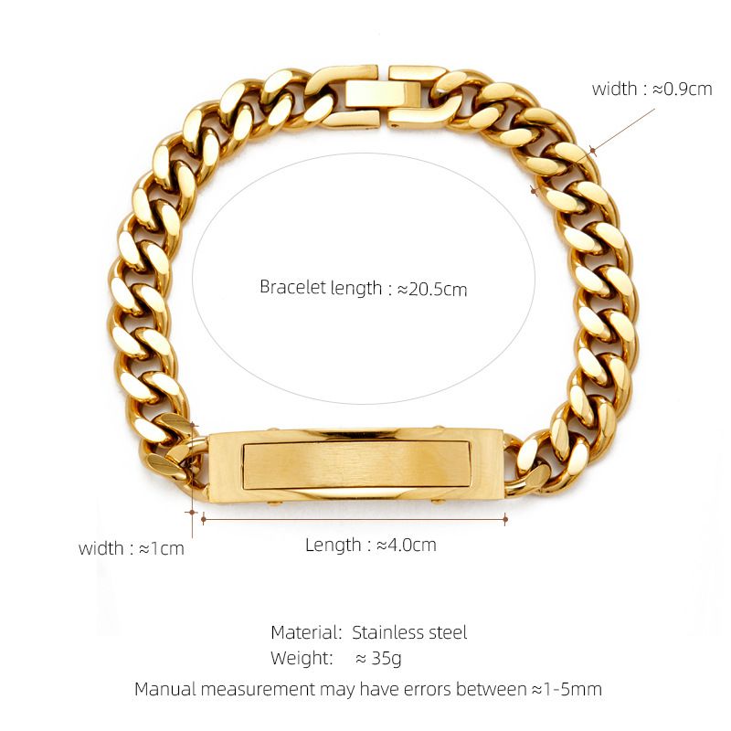 Bracciale in acciaio al titanio con targhetta curva in acciaio inossidabile, personalizzato per uomo, stile hip-hop, personalizzabile con incisione fai da te_voghion.com