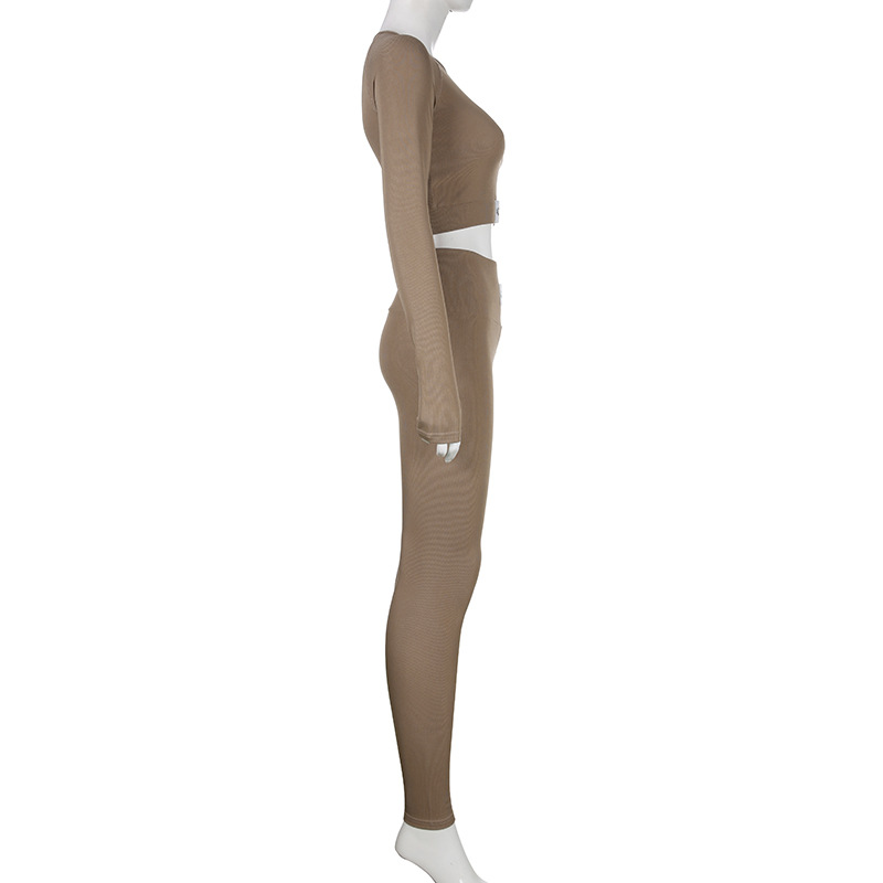 S26651 mode décontracté femmes basique couleur unie épissure sport Yoga confortable Fitness ensemble de costume_voghion.com