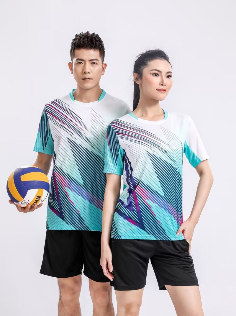 Haut à manches courtes pour homme, chemise de tennis de table, ensemble de vêtements de badminton, séchage rapide, sport pour femme_voghion.com