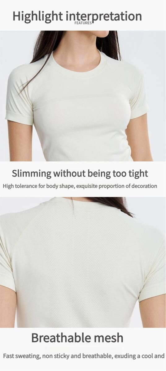 Nahtloses Bare-Sensation Kurzarm-Yoga-Sport-T-Shirt für Damen: Atmungsaktiv und schnelltrocknend (Ideal für Outdoor und Tennis)_voghion.com