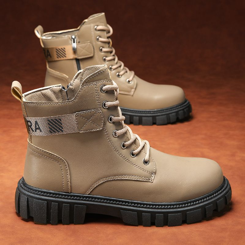 Botas de moto para hombre Trend Leather Martin Fashion versátiles_voghion.com