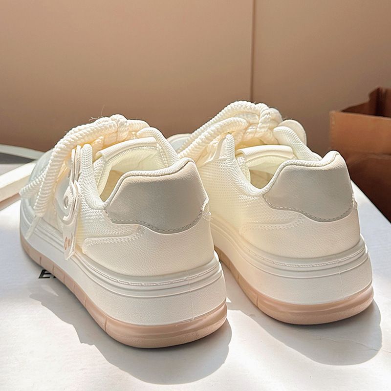 Small Niche Canvas Women In The Summer Of 2024, New Board For Height Increasing Students, Breathable White Shoes, Mesh_voghion.com