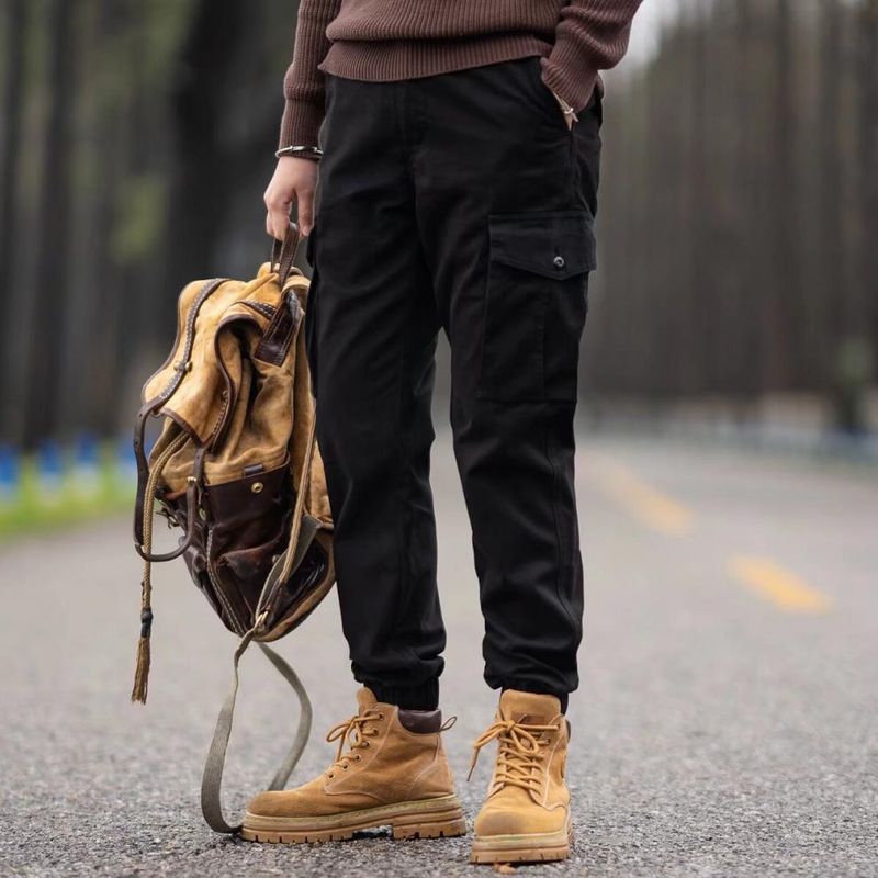 Pantaloni multitasche da uomo, realizzati in puro cotone, larghi alla caviglia, marchio alla moda, resistenti all'usura, riparazione auto, manodopera_voghion.com