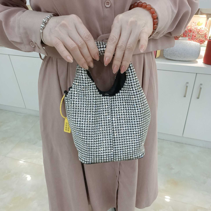 Damentasche, modische, hochwertige Diamantkette mit Strass, tragbarer Messenger für den Abend_voghion.com