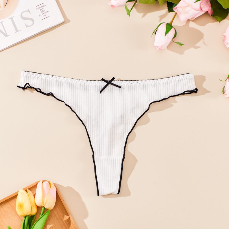 2025d Neue Tanga frauen T-Hosen Bowknot Reine Baumwolle Niedrigen Taille Unterwäsche_voghion.com