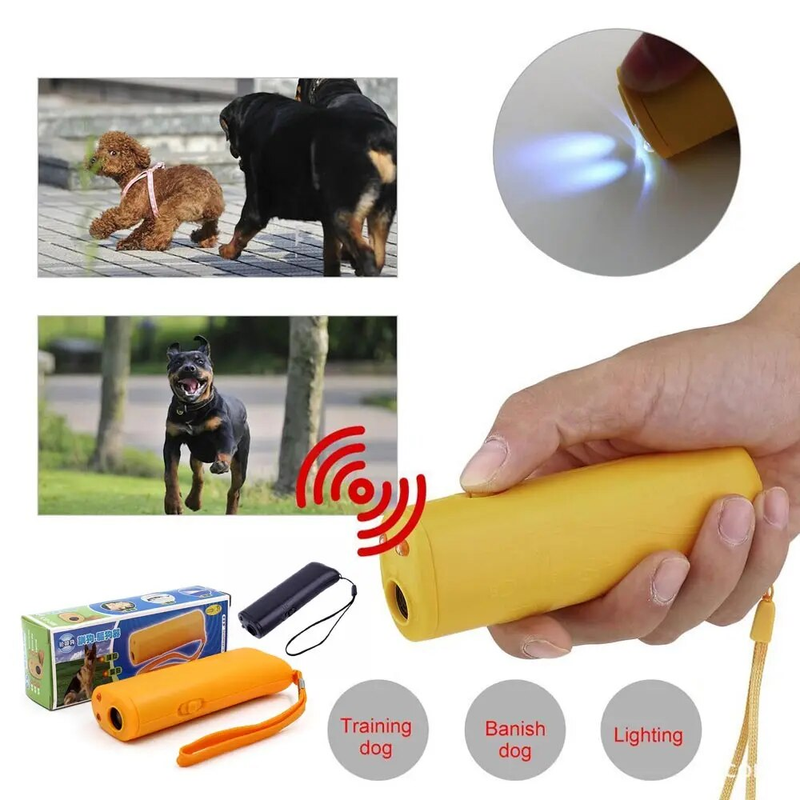 Lemmikkien koiran karkotin haukkumisen estolaite, haukkumisen estoharjoituslaite, LED Ultraääni, 3 in 1 haukkumisen esto, koiran haukkumisen estolaite_voghion.com