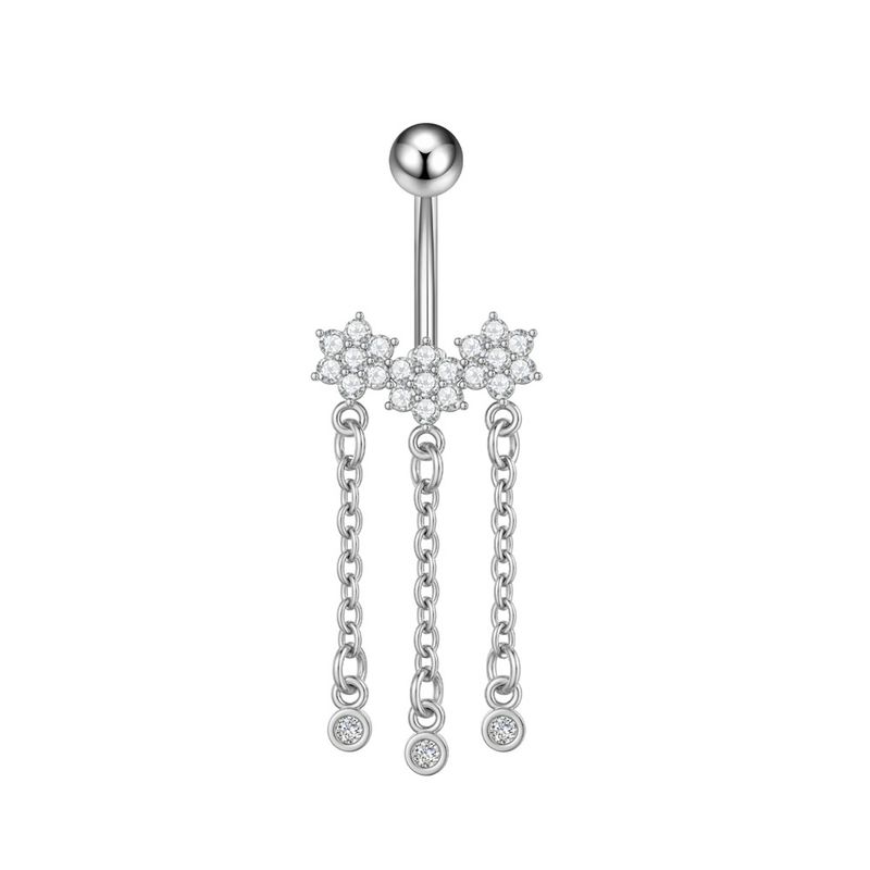 Piercing per ombelico da donna in acciaio inossidabile con zircone, catena a farfalla, occhio di cavallo, fiore a cinque foglie, fibbia per ombelico_voghion.com