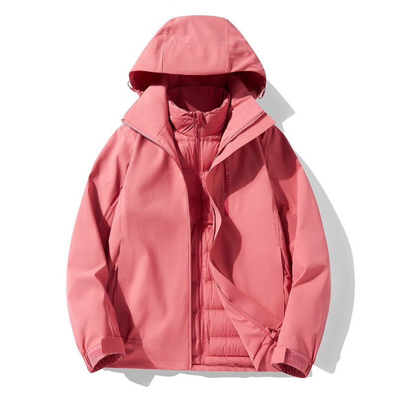 New Outdoor Couple Three-in-One Detachable Fully Heat-Sealed 90 White Duck Down Liner Ski Hiking Jacket_voghion.com