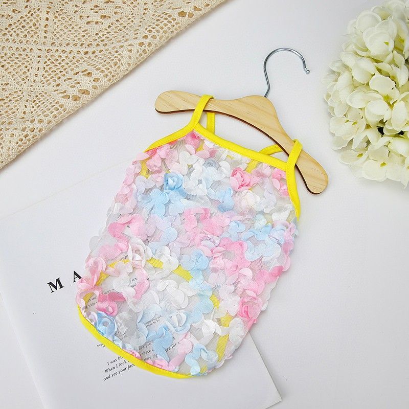 Vestiti per animali domestici con cinturino a forma di piccolo fiore romantico, 6 taglie disponibili_voghion.com