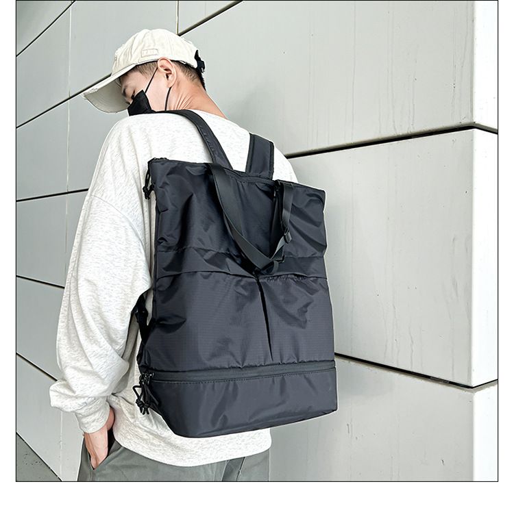 Zaino per uomini e donne Borse da trasporto per pendolari Borsa a spalla singola tinta unita Zaino in nylon antispruzzo di grande capacità Alla moda_voghion.com