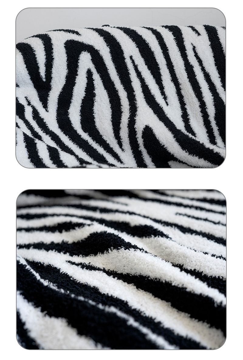 Zebra-Print Sofa Überwurf Halbsamt Büro Nickerchen Dekorative Decke_voghion.com
