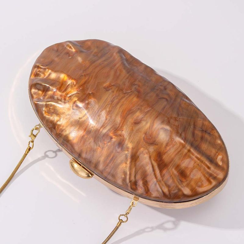 Pochette in acrilico di ispirazione vintage con conchiglia: elegante borsa a tracolla ovale per matrimoni, feste serali e outfit boho chic_voghion.com