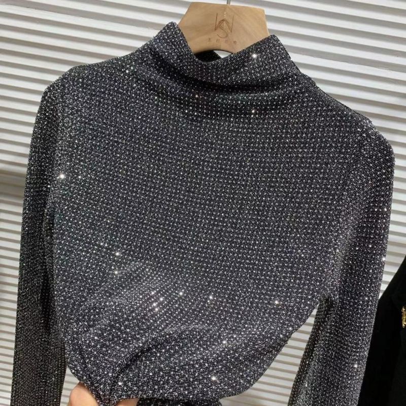 Maglietta a mezza manica con collo alto Melard, indossabile all'esterno, autunno inverno, nuova moda 2025, versatile, calda e venduta, da donna_voghion.com