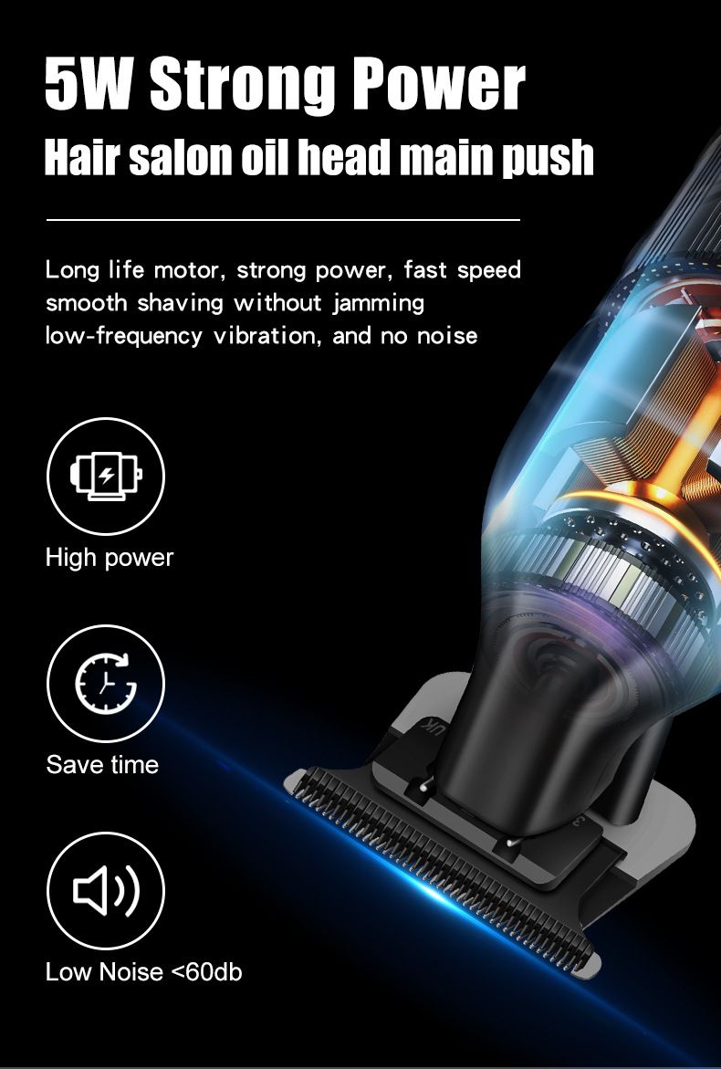 Professional Hair Clipper – High-Power USB Rechargeable, Self-Sharpening Stainless Steel Blade, Ultra-Quiet 36dB For Bald Fades & Hair Carving_voghion.com