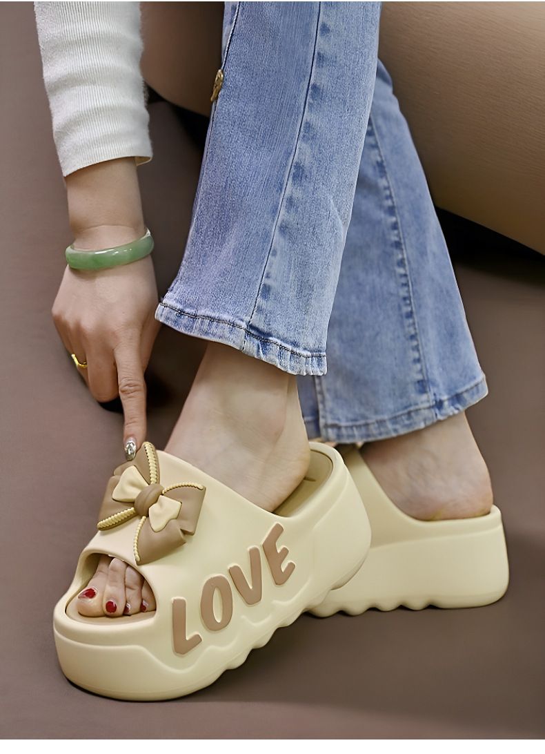 2025 Summer New Thick Bottom Women's High Heels, Home Fashion, Bow Tie Bow Tie, Bathroom Slippers, Can Be Worn Outside In Summer_voghion.com