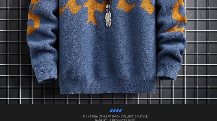 "Men's Chunky Knit Sweater – Oversized Cable-Knit Pullover (High Neck, Winter, Unisex)"_voghion.com