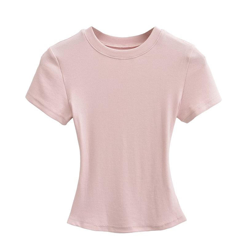 Spring New Women's Round Neck Pullover Slim Fit T-shirt Top C76179_voghion.com