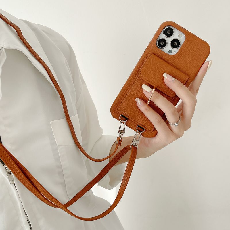 Mobile phone case card holder lanyard suitable for Apple 15Promax mobile phone case 14 women 11max Apple 13promax leather x_voghion.com