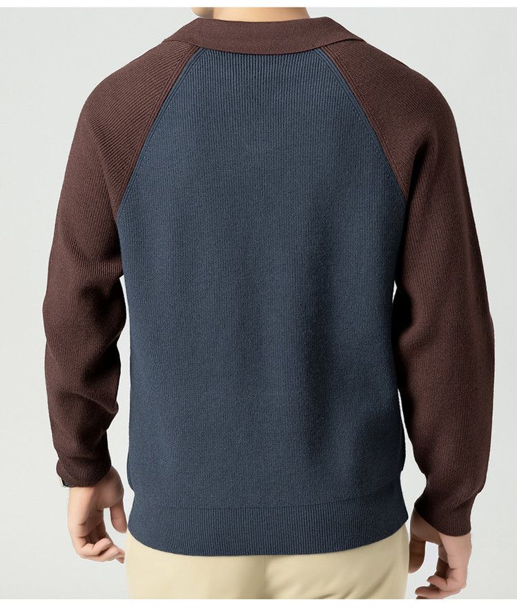 Men's Half-Zip Polo Collar Sweater – Autumn Casual Knit Top With Contrast Lapel (Dark Green/Ha Ching, Sizes M-XXXL, Standard Fit)_voghion.com