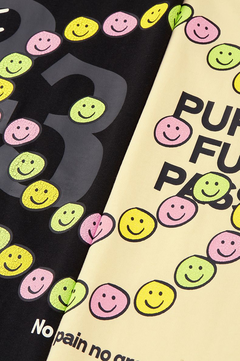Männerkleeder Smiley Gesiicht Gekrasch Print T-Shirt 2025 Fréijoer a Summer Nei Trendy Mark Loose Perséinlechkeet Kuerzärmlech T-Shirt Männer a Fraen_voghion.com